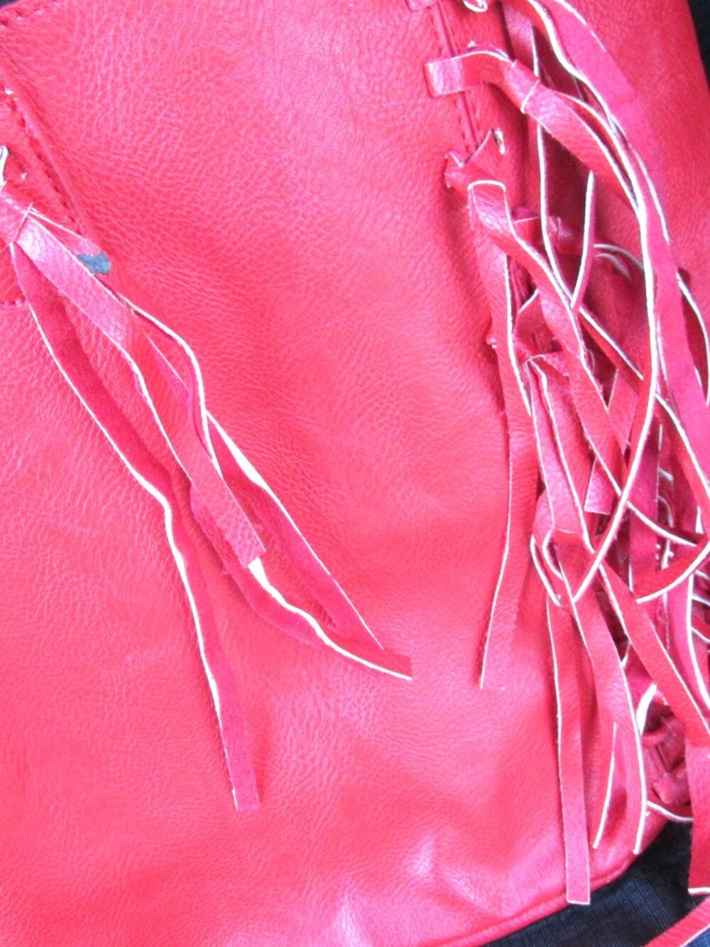 Taleen Red Fringed Handbag - Picture 4 of 14